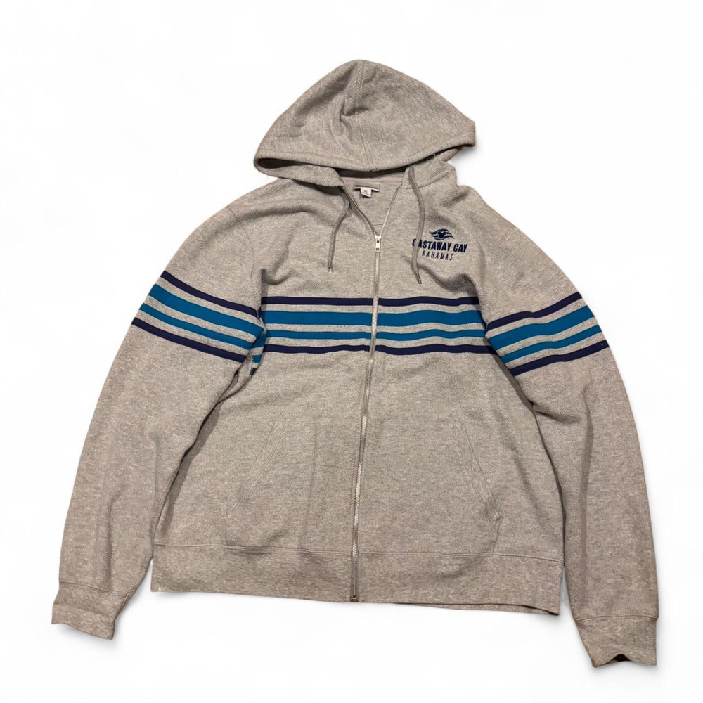 Vintage Disney Resorts grey&blue striped zip-up hoodie